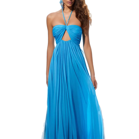 Damen Maxi-Party-Kleid mit schickem Halterneck und verführerischem Cut-Out EB