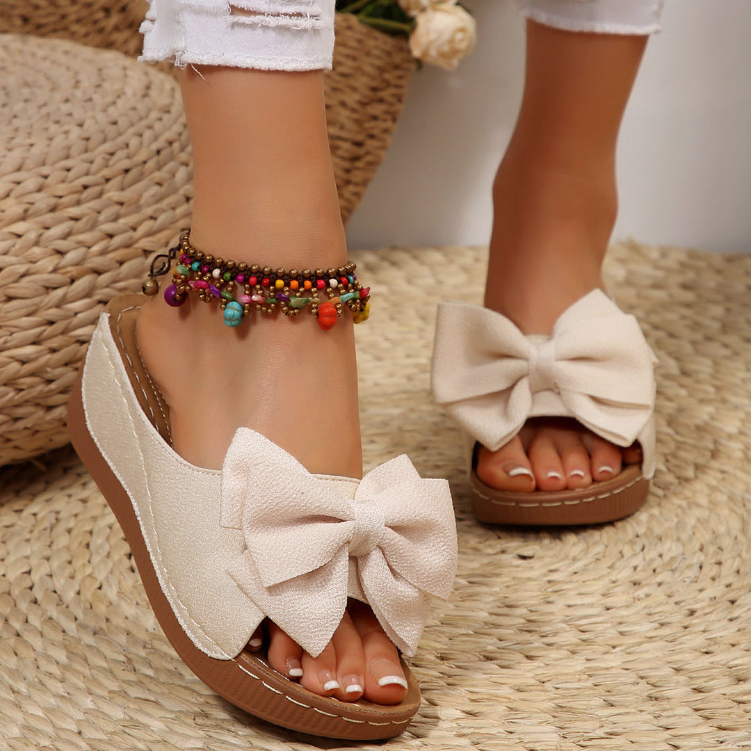 Damen Wedge-Pantoletten mit dekorativem Schleifen-Design und rutschfester Sohle EB