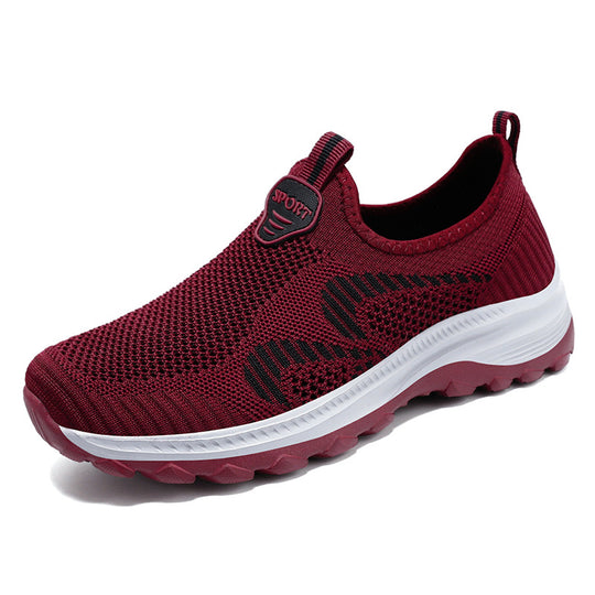 Damen nan leichter atmungsaktiver Strick-Slip-On Sneaker mit stoßdämpfender EVA-Zwischensohle und griffiger Profilaußensohle EB