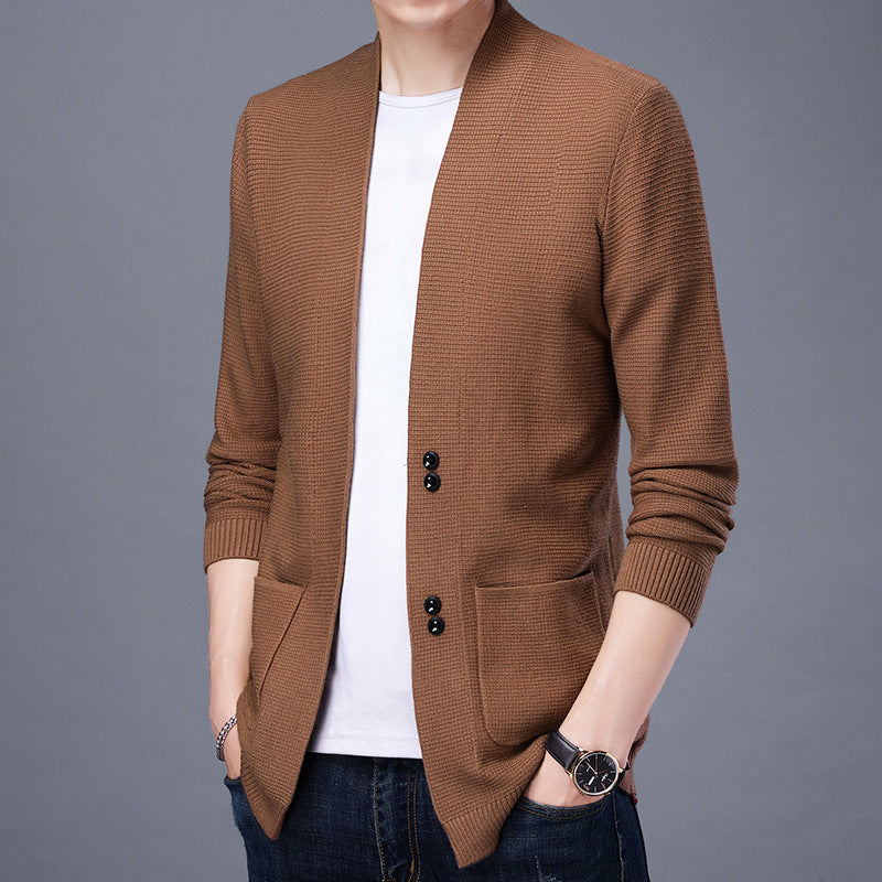 Herren Strickjacke mit lässigem Schalkragen und aufgesetzten Taschen EB