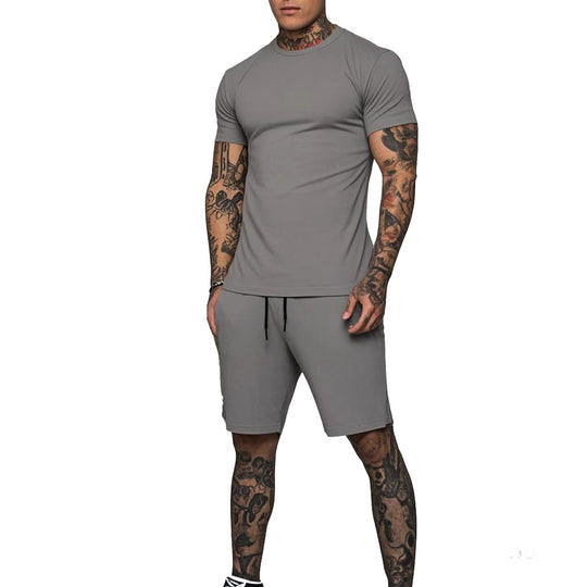 Herren Sportliches Kurzarm- und Shorts-Set mit kontrastierenden Details EB