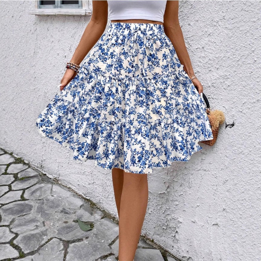 Damen Sommerrock mit charmanten Volantdetails und floralem Muster EB