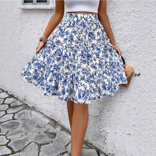 Damen Sommerrock mit charmanten Volantdetails und floralem Muster EB