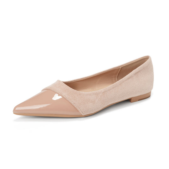 Damen spitze Ballerinas mit elegantem Veloursleder und glänzender Lackeinfassung EB