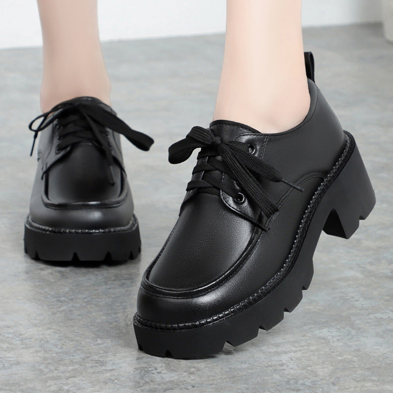 Damen Hochhackige Schnürschuhe mit robustem Blockabsatz und atmungsaktiver Sohle EB