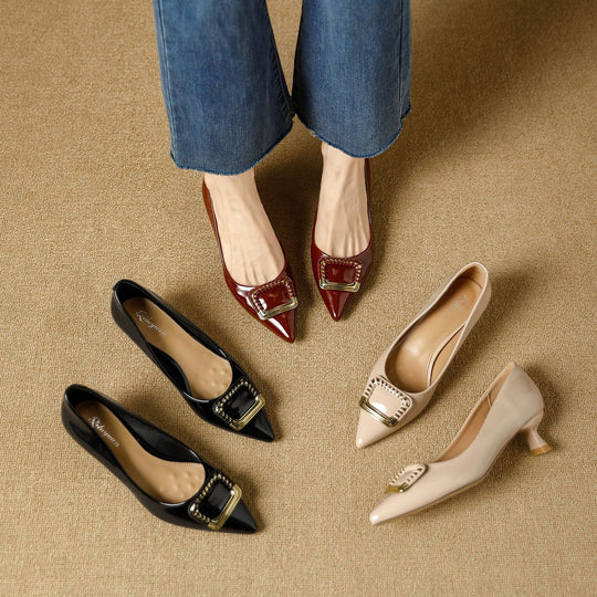 Damen elegante Pumps mit modischer Schnallenapplikation EB