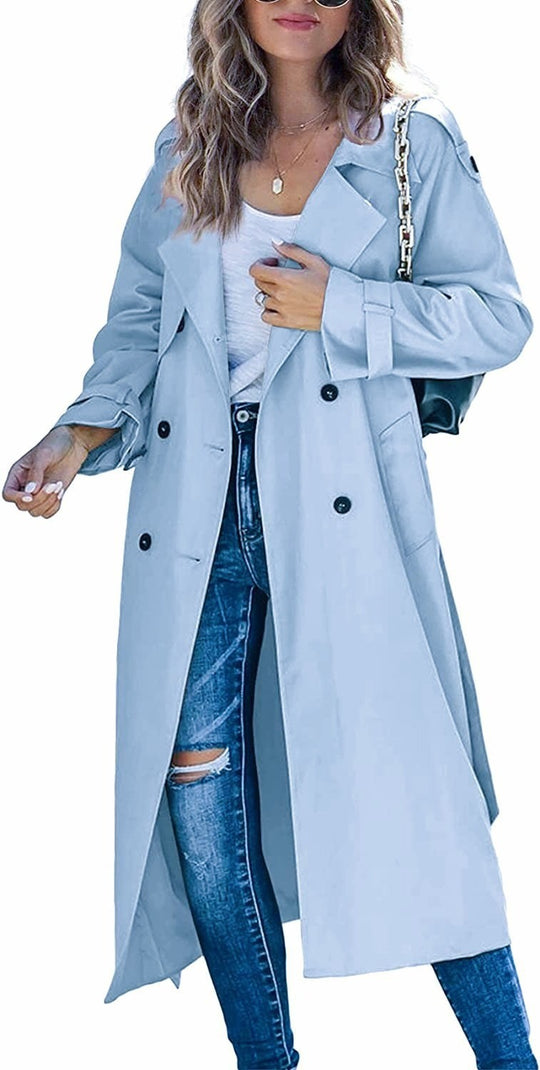 Damen Eleganter Trenchcoat im Oversize-Stil mit Taillengürtel EB