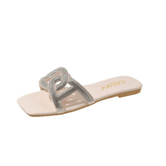 Damen glamouröse Mules mit funkelnder Schmuckverzierung EB