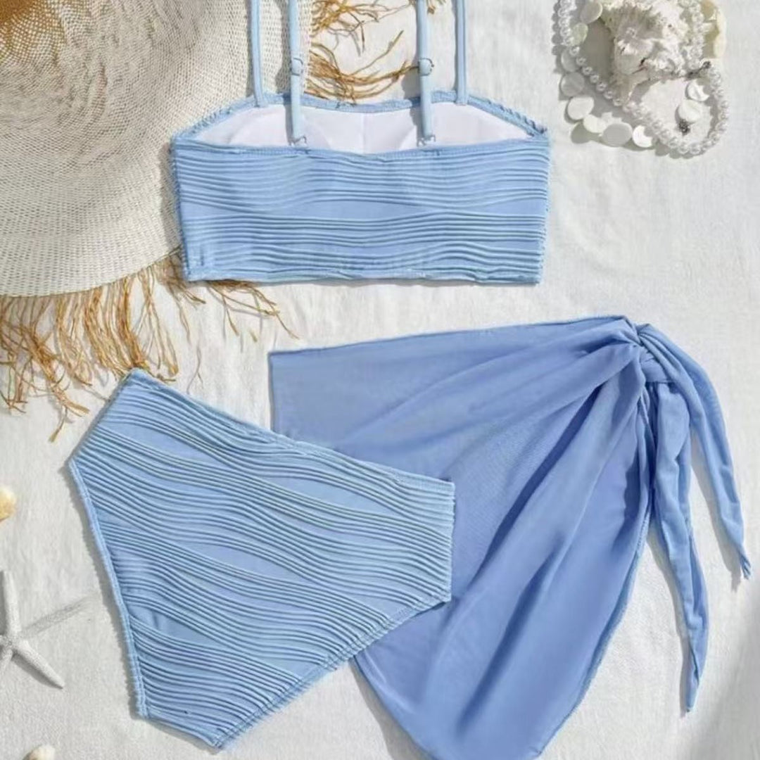 Damen Bikini-Set mit hoch taillierter Hose und modischem Rüschendesign EB