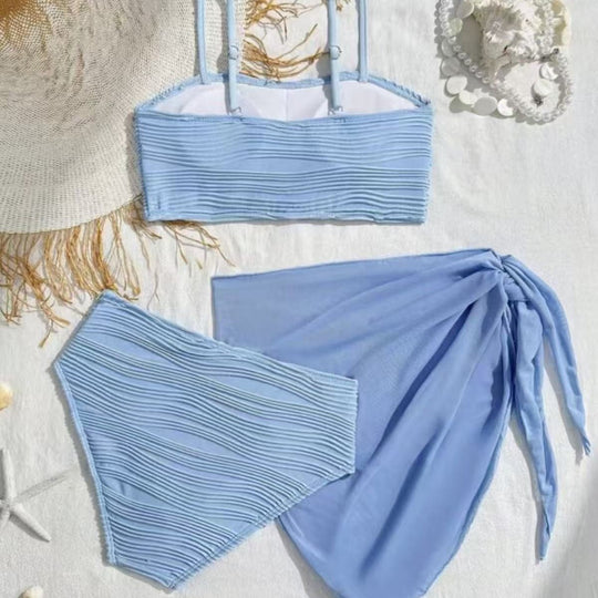 Damen Bikini-Set mit hoch taillierter Hose und modischem Rüschendesign EB