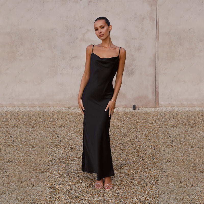 Damen Seidenmaxikleid mit elegantem Schnitt und schmeichelndem Design EB