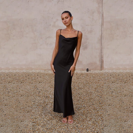 Damen Seidenmaxikleid mit elegantem Schnitt und schmeichelndem Design EB
