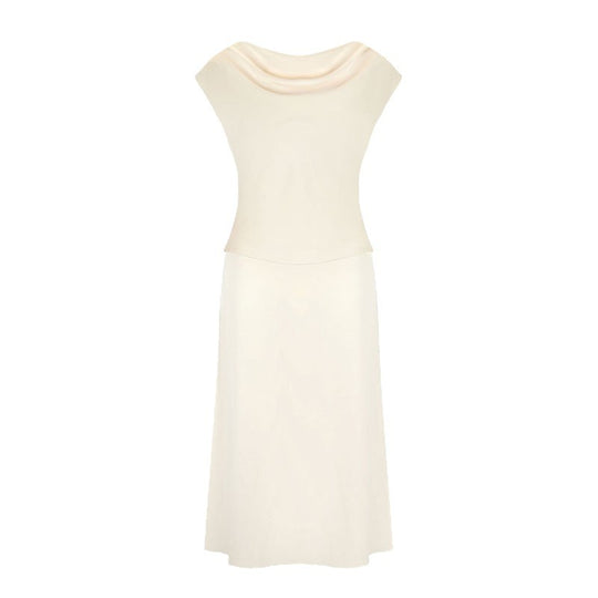 Damen elegantes Abendkleid mit fließendem Stoff und raffiniertem Halsausschnitt EB
