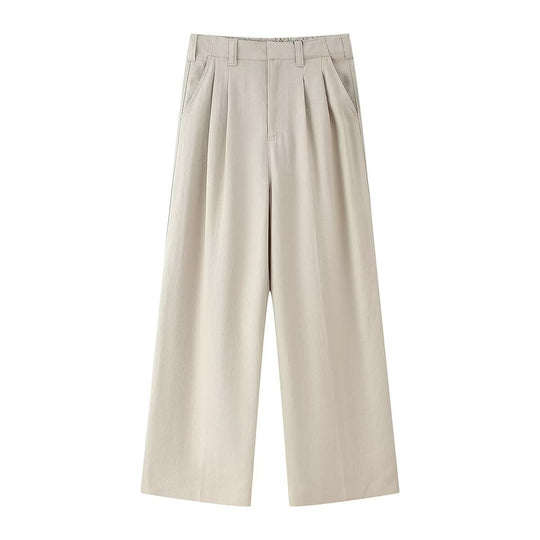 Damen weit High-Waist Hose mit eleganter Faltenlegung und komfortablem Schnitt EB