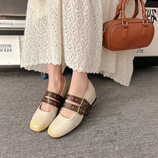 Damen elegante Mary Jane Schuhe mit modischen Schnallen EB