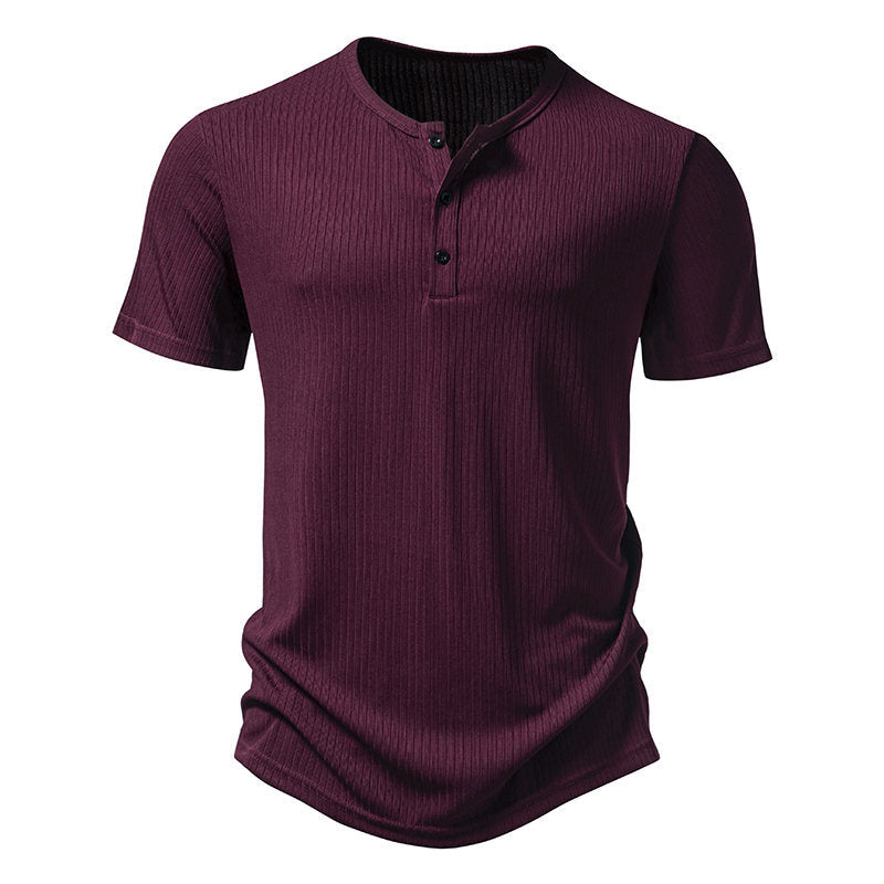 Herren Kurzarm-Henley-Shirt mit strukturiertem Design EB