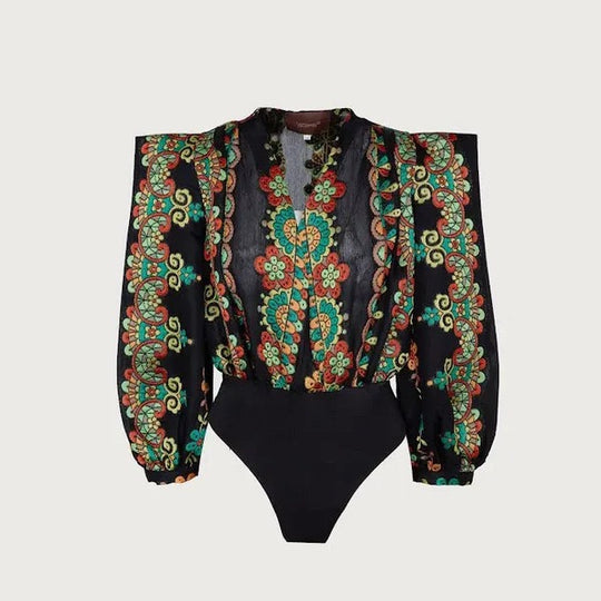 Damen Zweiteiliges Outfit mit kurzem Oberteil und floralem Maxirock EB