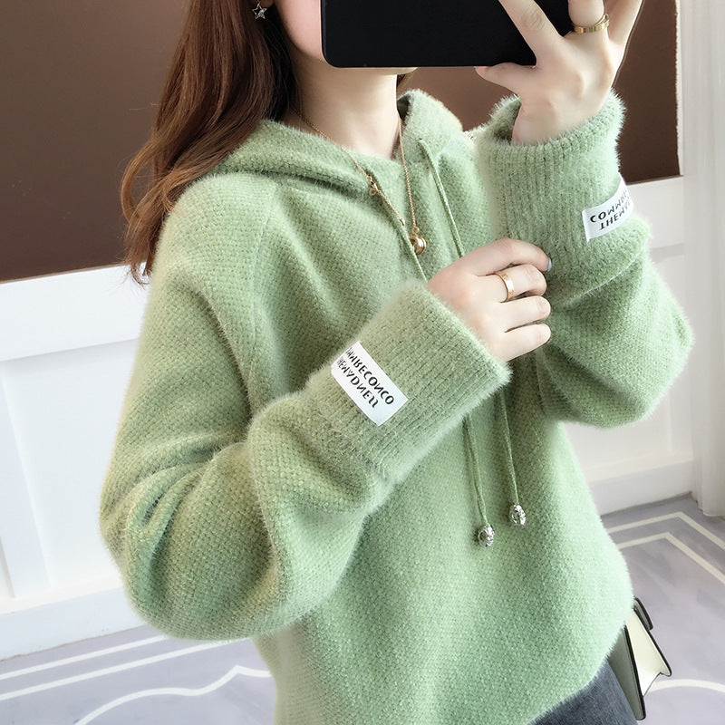 Damen Kuscheliger Hoodie mit Kordelzug und hohem Kragen EB