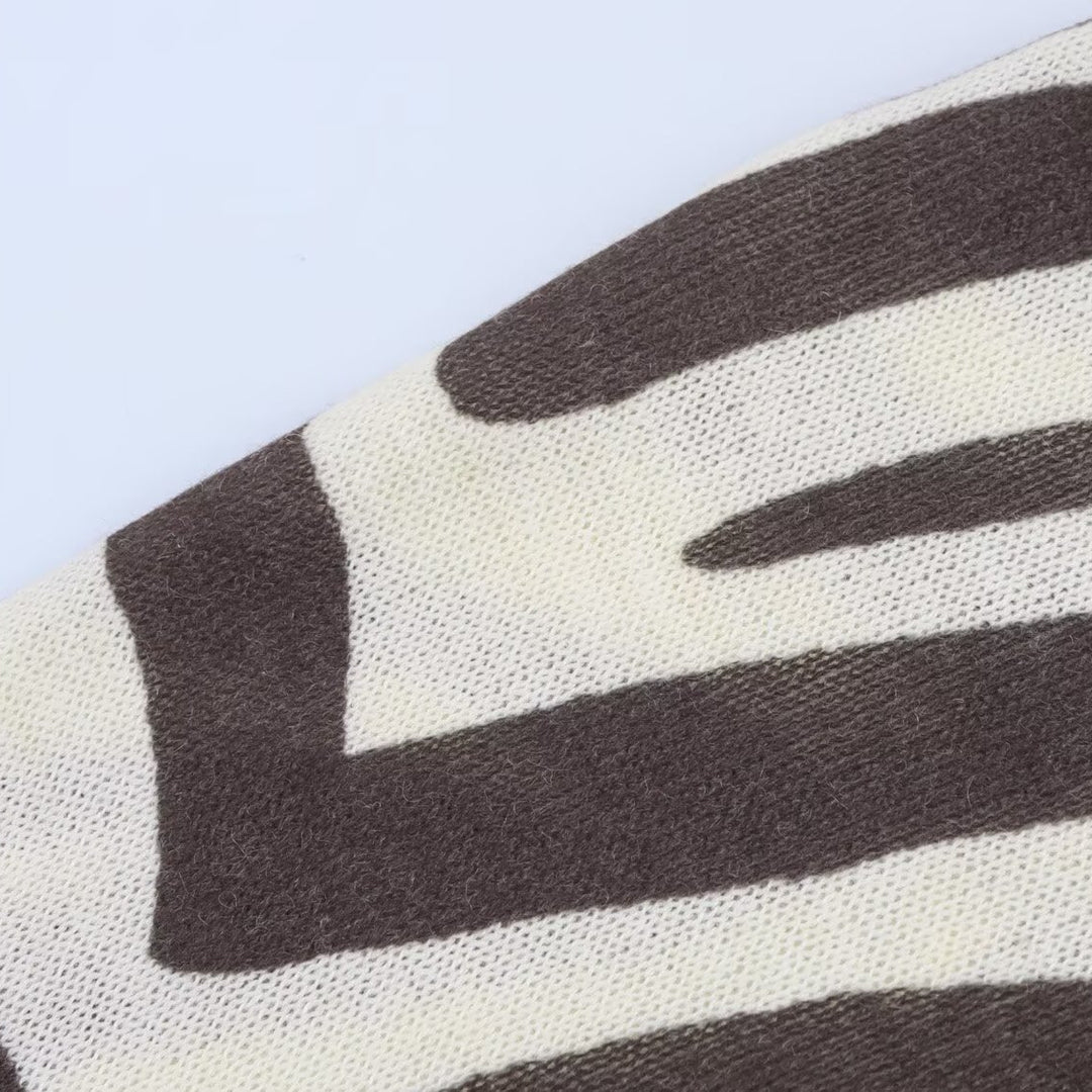 Damen trendiger Pullover mit Zebramuster EB