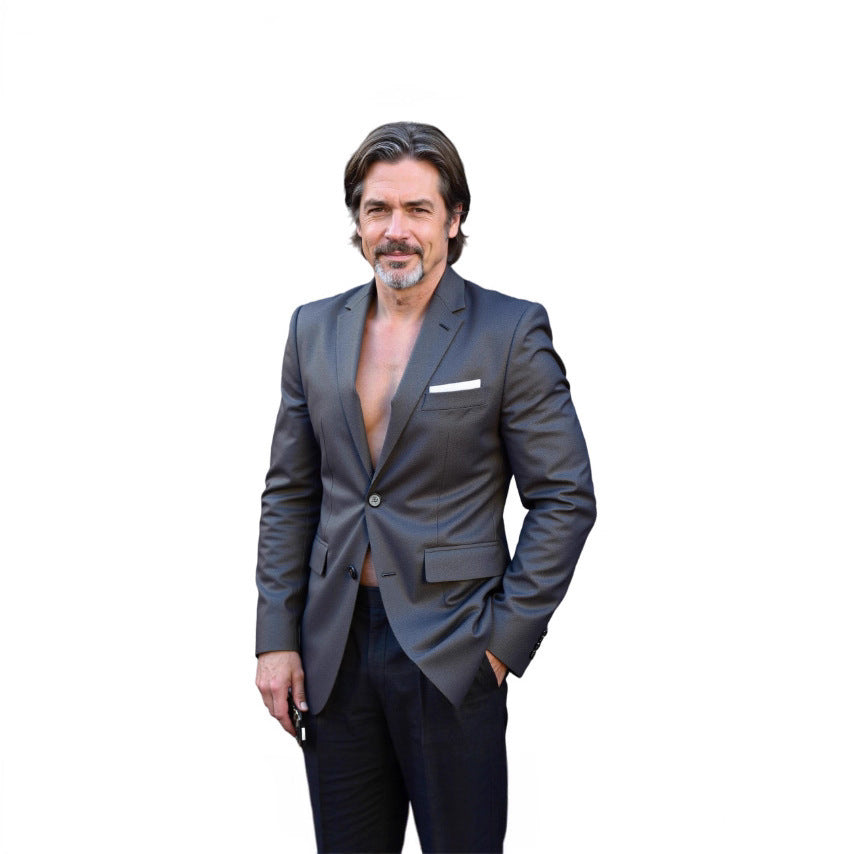 Herren nan taillierter Business-Blazer aus Stretchgewebe mit Brusttasche und schlanker Silhouette EB