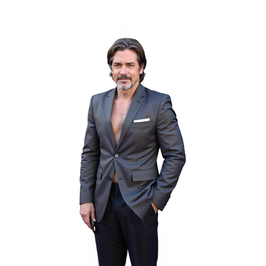 Herren nan taillierter Business-Blazer aus Stretchgewebe mit Brusttasche und schlanker Silhouette EB
