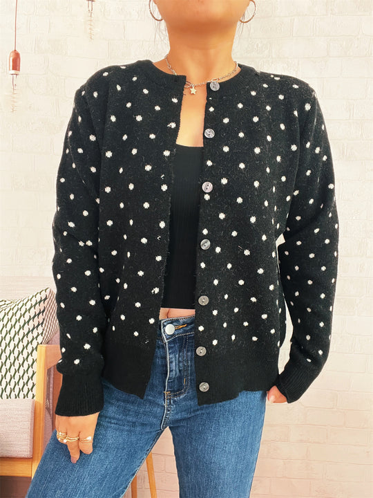 Damen Strickjacke mit modischem Punktemuster und komfortablem Schnitt EB