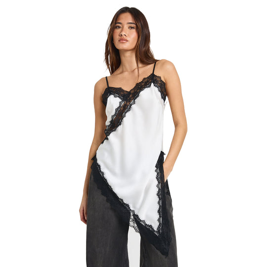 Damen Asymmetrisches Spitzen-Cami mit luxuriösen Details EB
