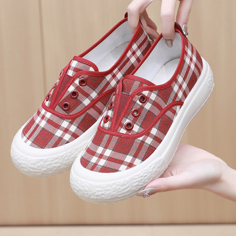 Damen Sportliche Slip-On Sneakers mit klassischem Karomuster EB