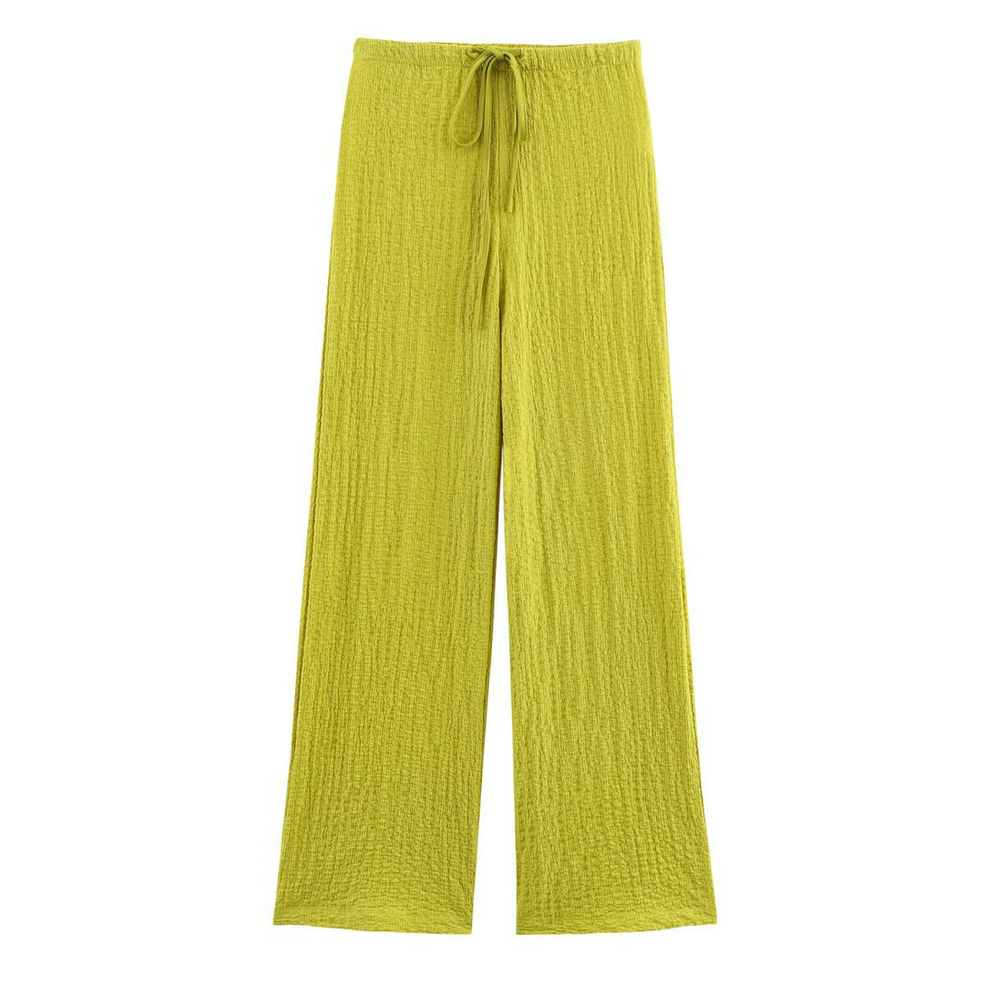 Damen nan leichte Crinkle-Loungebuxe mit weitem Bein und Tunnelzug EB