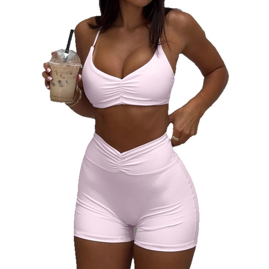 Damen Sport-Bikini-Set mit hoch geschnittenem Höschen und raffinierten Rüschendetails EB