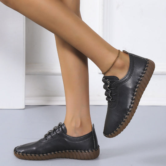 Damen bequeme Schnürschuhe aus atmungsaktivem Kunstleder EB