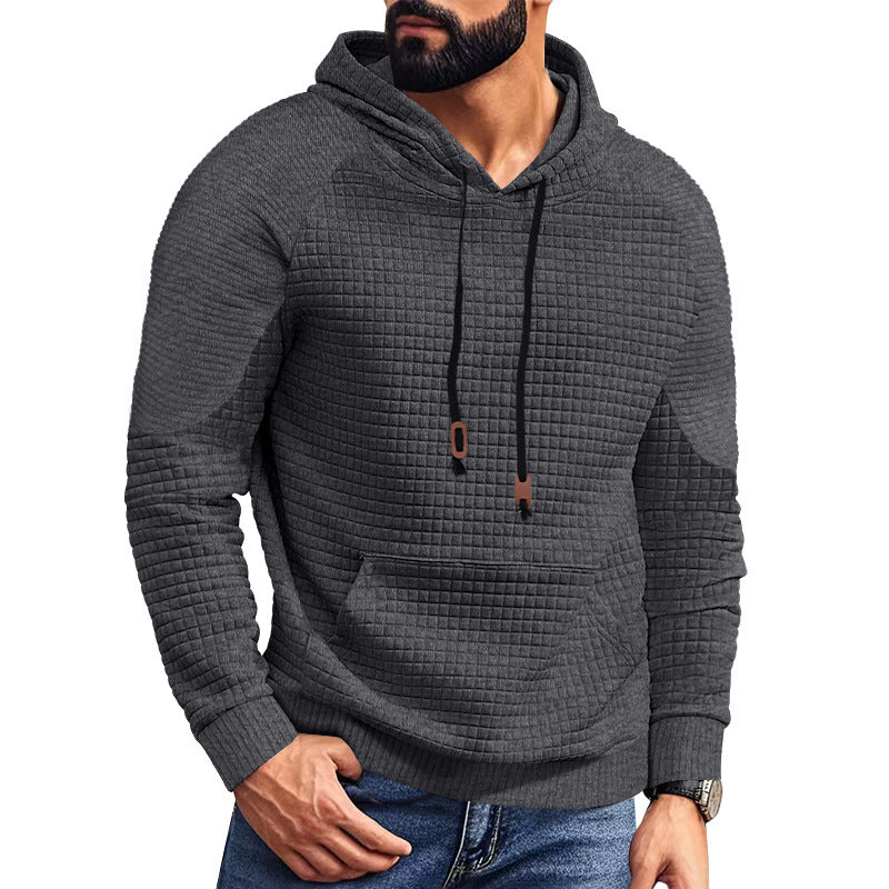 Herren nan gequilteter Kapuzenpullover mit quadratischer Struktur und Kängurutasche EB