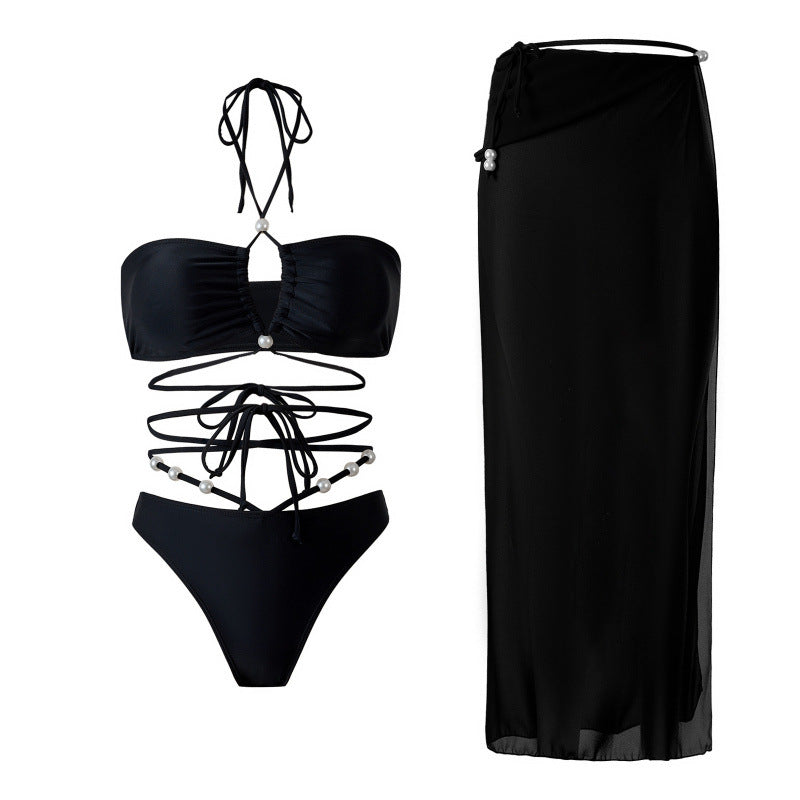 Damen Bikini-Set mit modischem Cut-Out-Design und elegantem Wickelrock EB