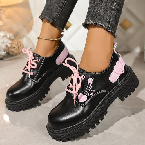 Damen modische Schnürschuhe mit kontrastierenden Details EB