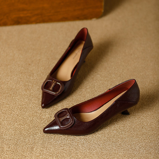 Damen elegante Blockabsatz-Pumps mit modischer Schnallenapplikation EB