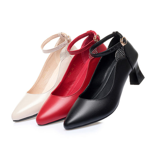 Damen Elegante Pumps mit geschmackvollem Riemchen und komfortablem Blockabsatz EB