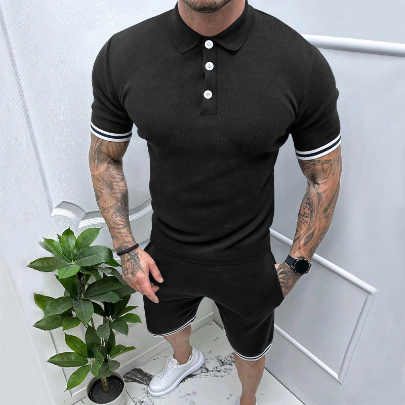Herren Sportliches Kurzarm-Set mit hochwertigen Kontraststreifen und elastischem Bund EB