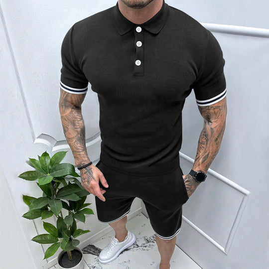 Herren Sportliches Kurzarm-Set mit hochwertigen Kontraststreifen und elastischem Bund EB