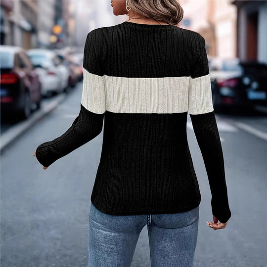 Damen Strickoberteil mit modischem Blockdesign und komfortablem Schnitt EB