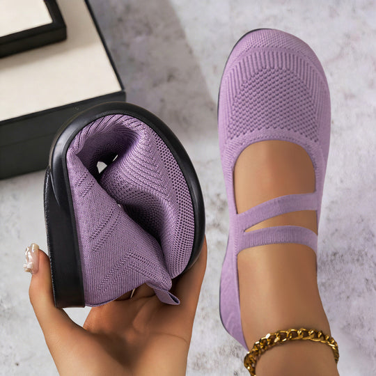 Damen bequeme Ballerinas mit elastischen Riemen und atmungsaktiver Mesh-Oberfläche EB