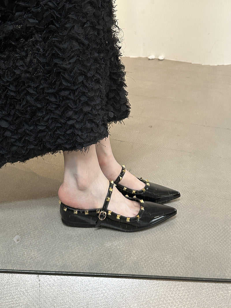 Damen elegante Slingback-Ballerinas mit dekorativen Nieten und komfortablem Fußbett EB