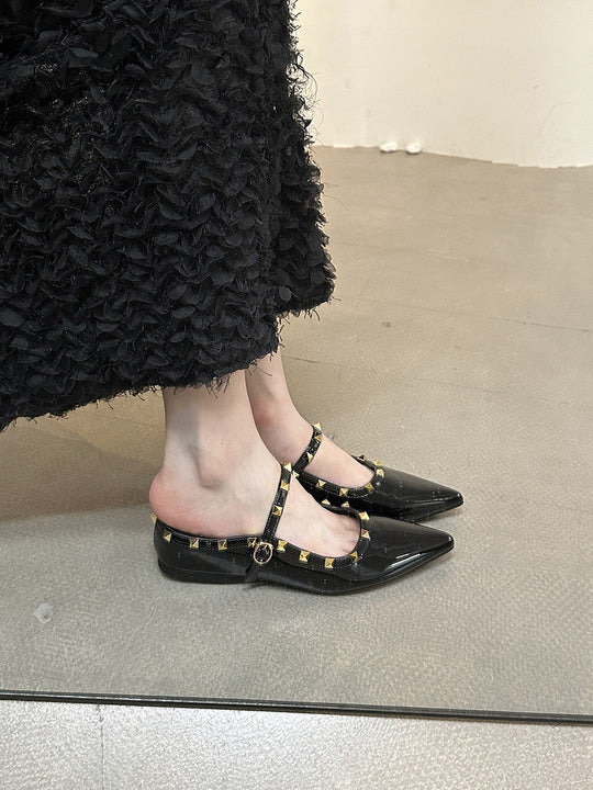 Damen elegante Slingback-Ballerinas mit dekorativen Nieten und komfortablem Fußbett EB
