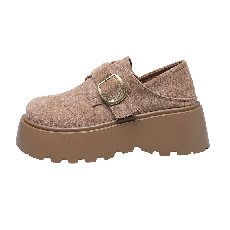 Damen Modische Mokassins mit robustem Plateau und verstellbarem Riemen EB