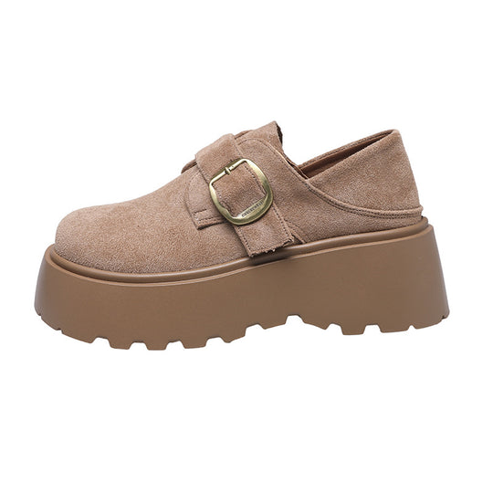 Damen Modische Mokassins mit robustem Plateau und verstellbarem Riemen EB