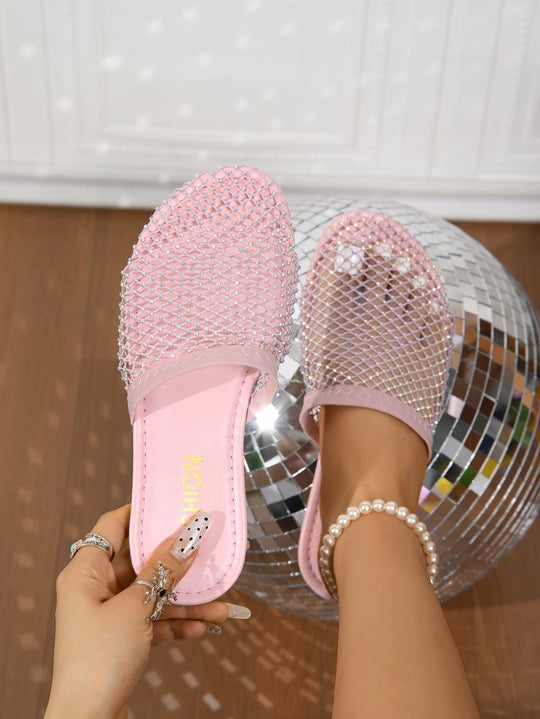 Damen Glamouröse Mode-Sandalen mit funkelnden Strassapplikationen EB