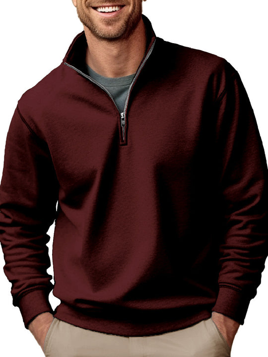 Herren nan Halbzip-Sweatshirt mit Stehkragen und weichem Fleece-Innenfutter EB