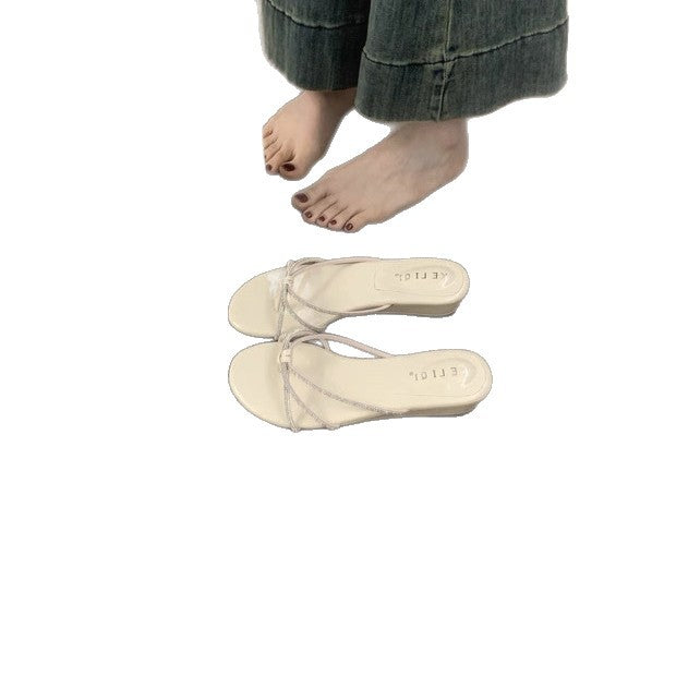 Damen Modische Zehentrenner-Sandalen mit funkelndem Riemendesign und anatomischer Passform EB