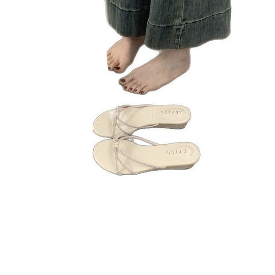 Damen Modische Zehentrenner-Sandalen mit funkelndem Riemendesign und anatomischer Passform EB