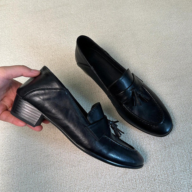 Damen Elegante Mokassins aus hochwertigem Leder mit Quastenakzent EB