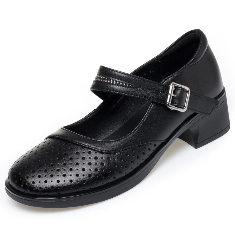 Damen Mary Jane Komfort Schuhe mit atmungsaktiver Oberflächengestaltung und elegantem Riemchen EB